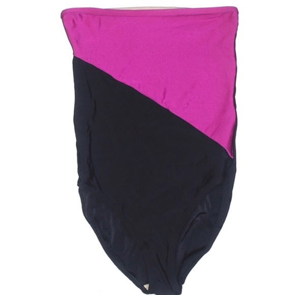 American Apparel Two-Tone Fuchsia/Black Swimsuit - Picture 2 of 4
